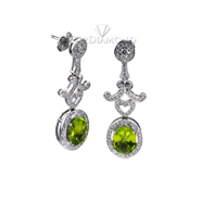 Green Peridot and diamond Earrings E0634. Green Peridot and diamond Earrings E0634, Gemstone Earrings. Gemstone Jewelry. Top Diamonds & Jewelry